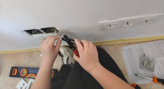 Instalación eléctrica profesional durante una reforma de vivienda en Tortosa.